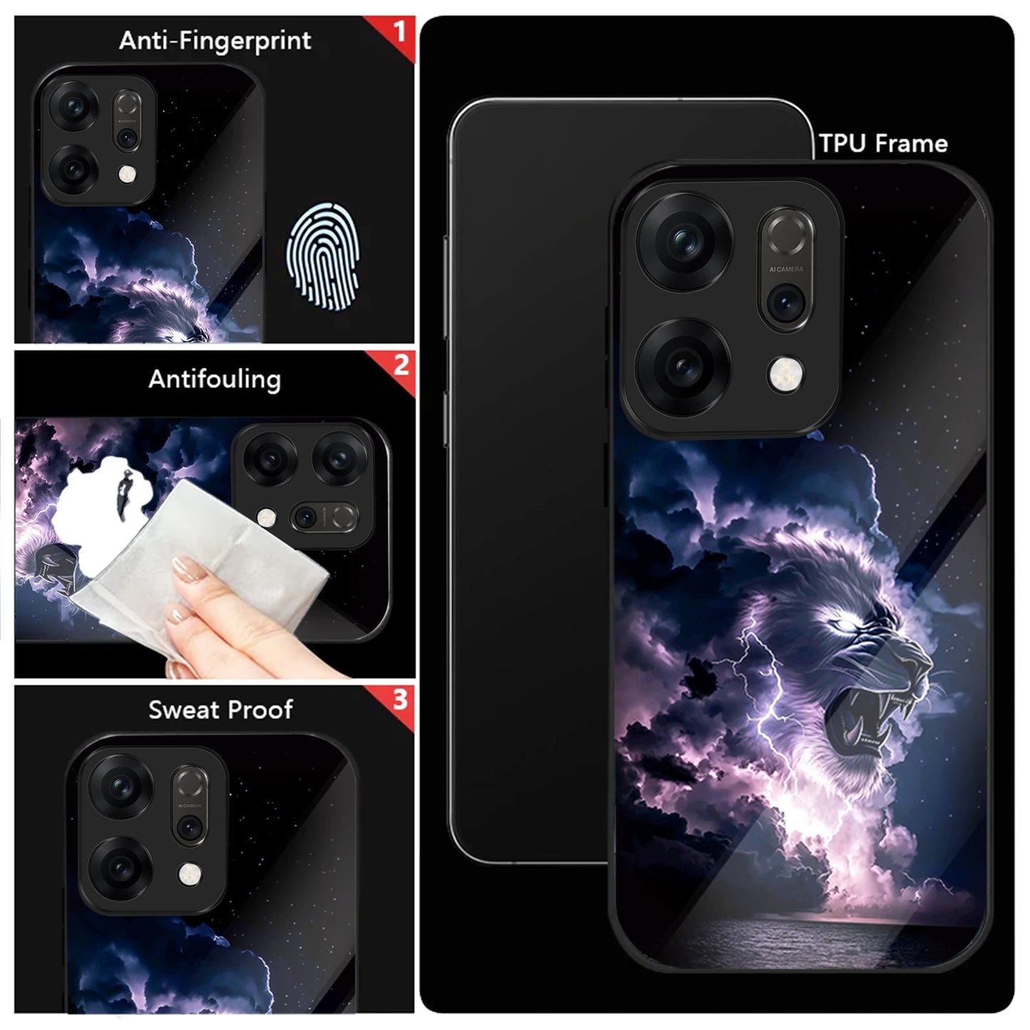 Oppo Reno 14 5G Premium Acrylic Shockproof Glass Back Case (Storm King)