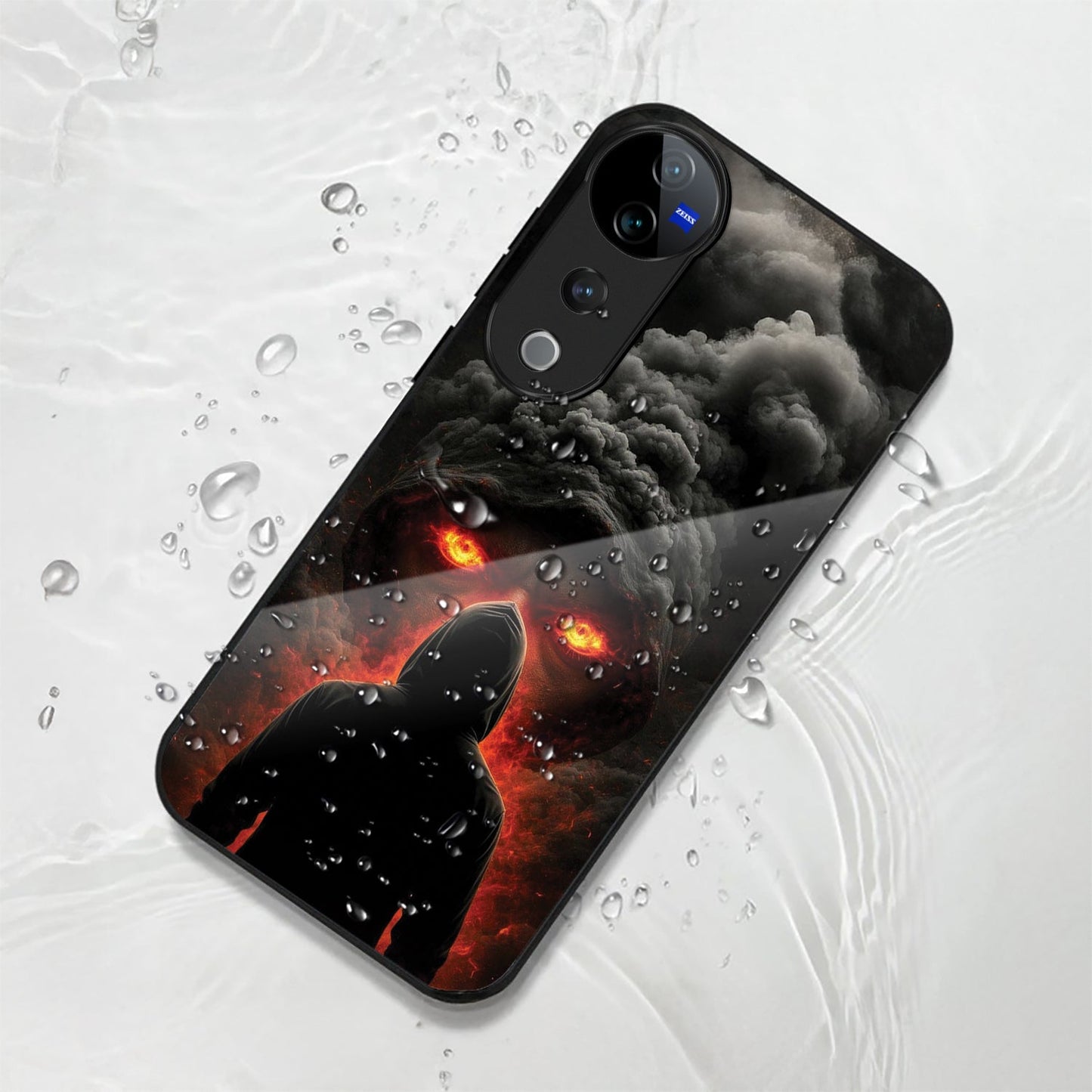 Vivo V40 Pro 5G Premium Acrylic Shockproof Glass Back Case (Dark Flame)