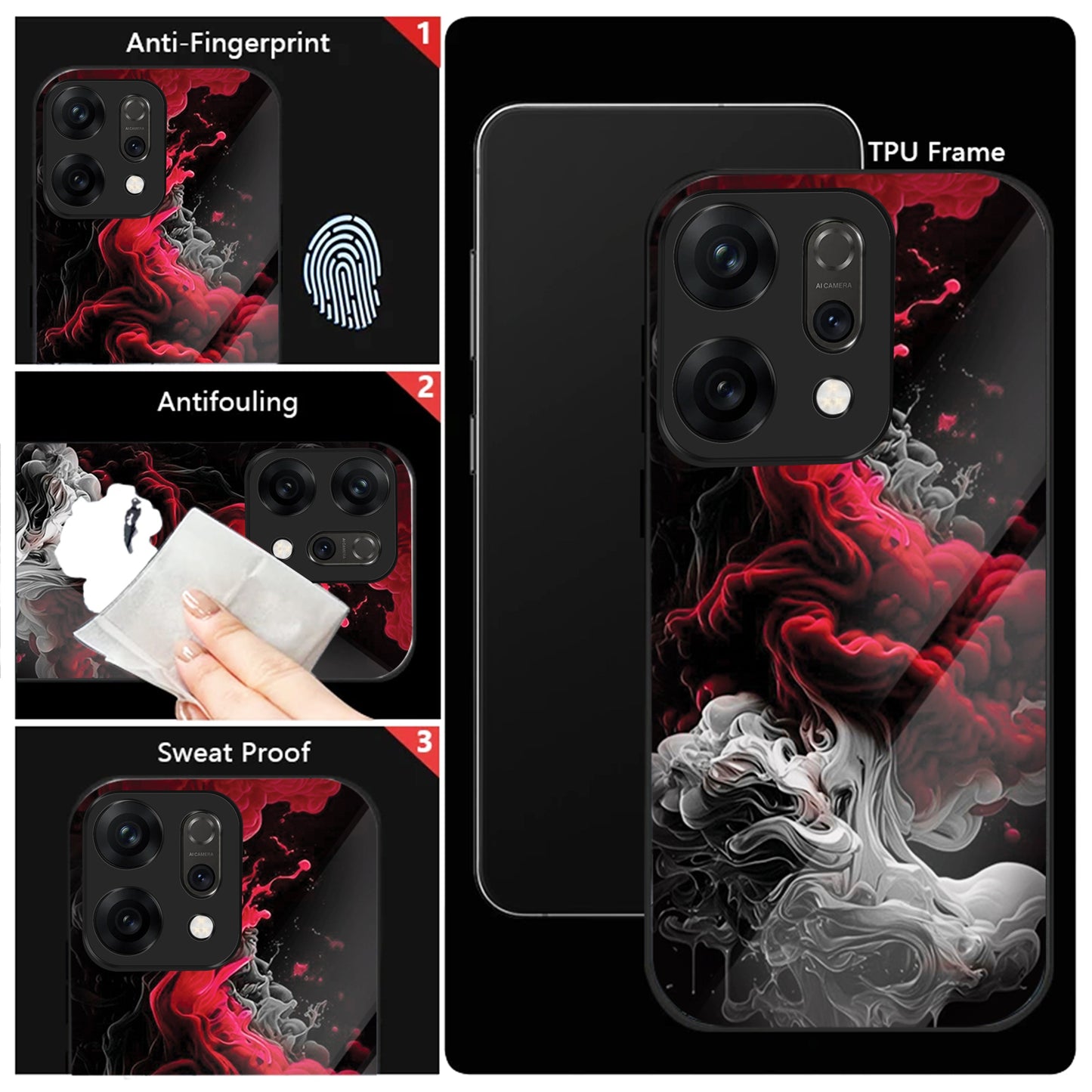 Oppo Reno 14 5G Premium Acrylic Shockproof Glass Back Case (Infernal Drift)