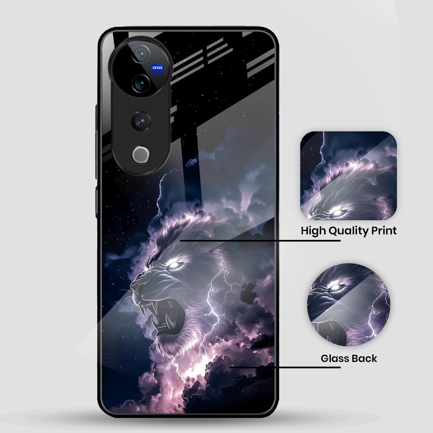 Vivo V40 Pro 5G Premium Acrylic Shockproof Glass Back Case (Storm King)