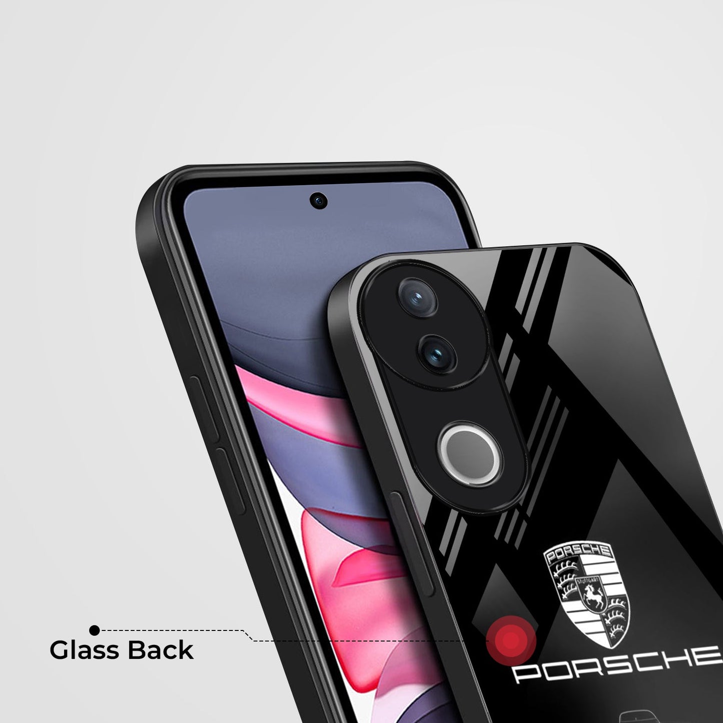 Vivo V50 5G Premium Acrylic Shockproof Glass Back Case (Black Porsche)