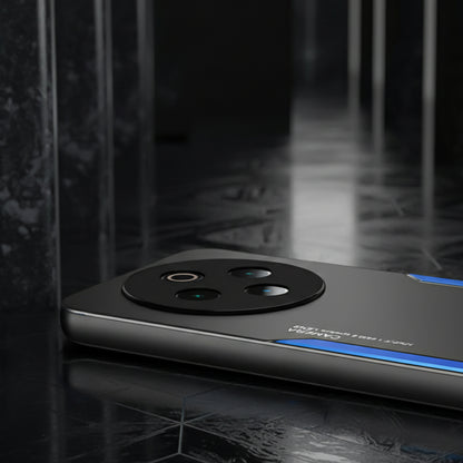 Smartphone with a camera module on a reflective surface