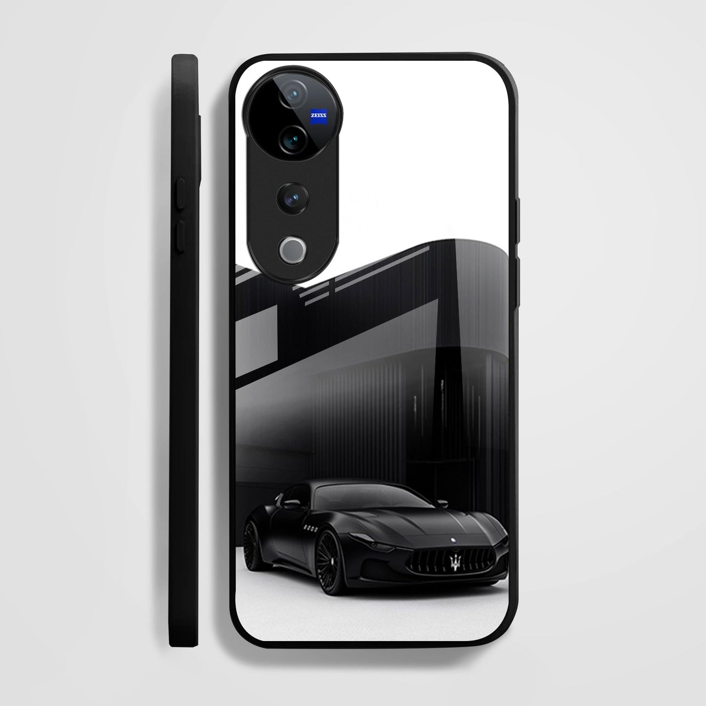 Vivo V40 Pro 5G Premium Acrylic Shockproof Glass Back Case ( Monochrome Maserati )