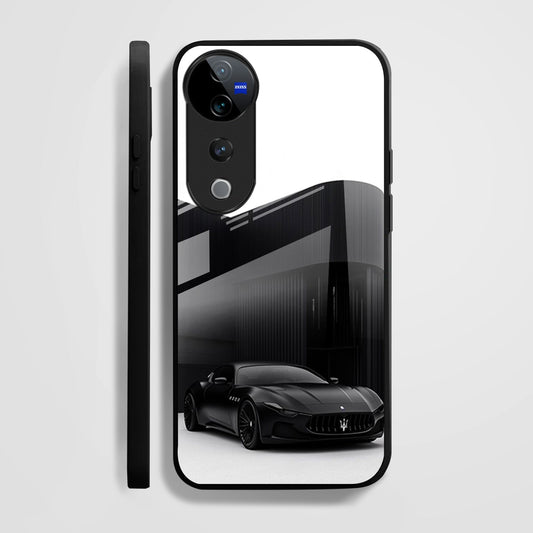 Vivo V40 Pro 5G Premium Acrylic Shockproof Glass Back Case ( Monochrome Maserati )