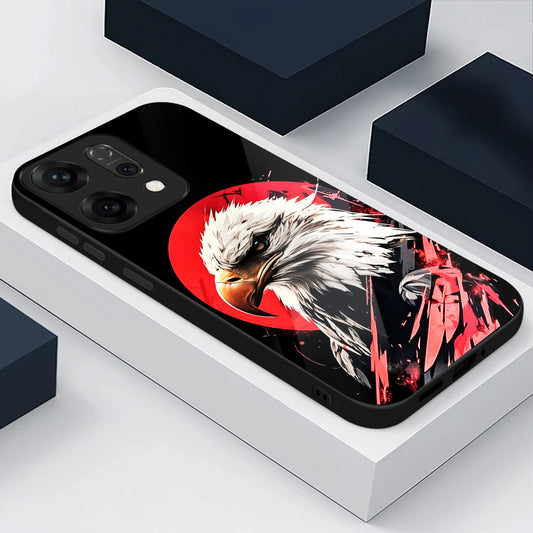 Oppo Reno 14 5G Premium Acrylic Shockproof Glass Back Case (Angry Eagle)
