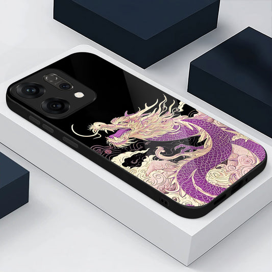 Oppo Reno 14 5G Majestic Purple Dragon Aesthetic Glass Case