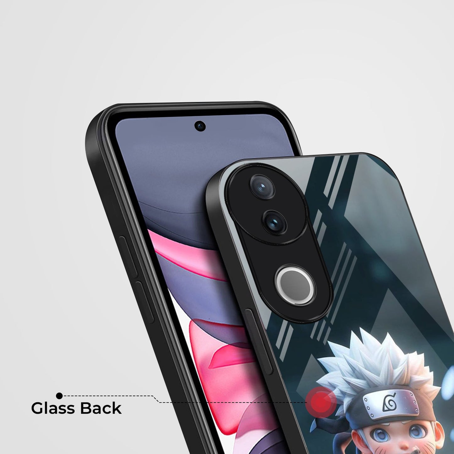 Vivo V50 5G Premium Acrylic Shockproof Glass Back Case (Small Kakashi)