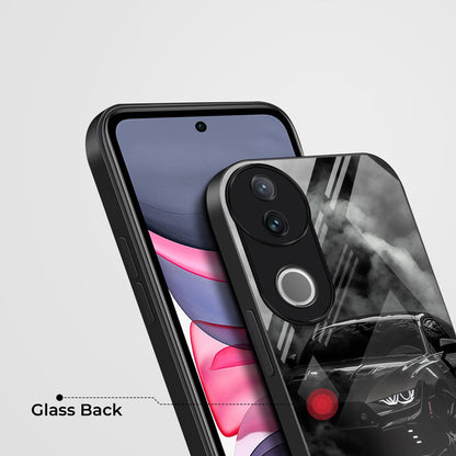 Vivo V50 5G Premium Acrylic Shockproof Glass Back Case (Black-BMW)