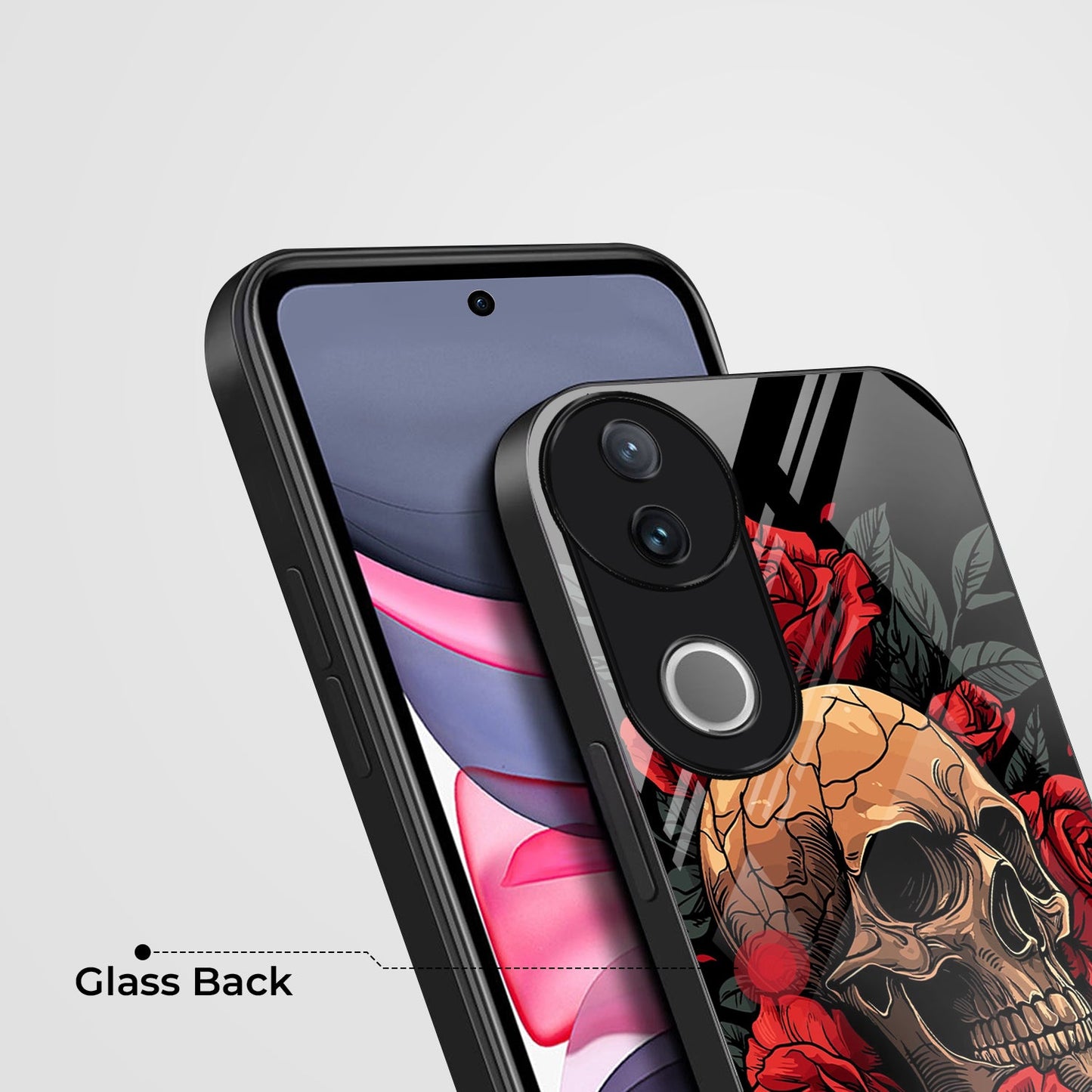 Vivo V50 5G Premium Acrylic Shockproof Glass Back Case (Rose Skull)