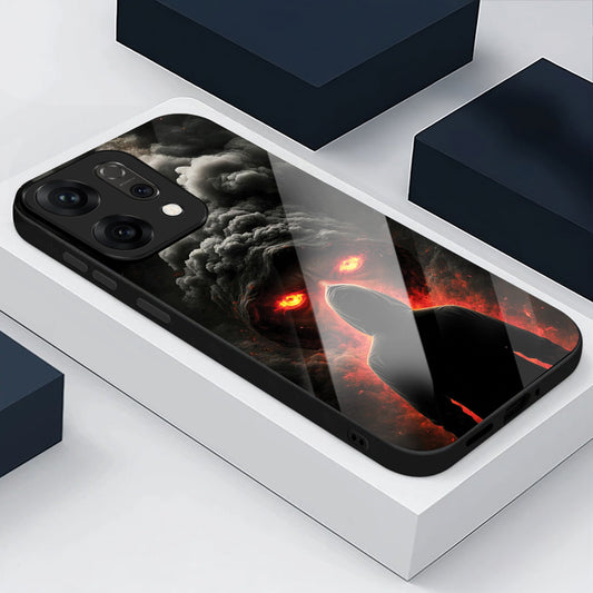 Oppo Reno 14 5G Premium Acrylic Shockproof Glass Back Case (Dark Flame)