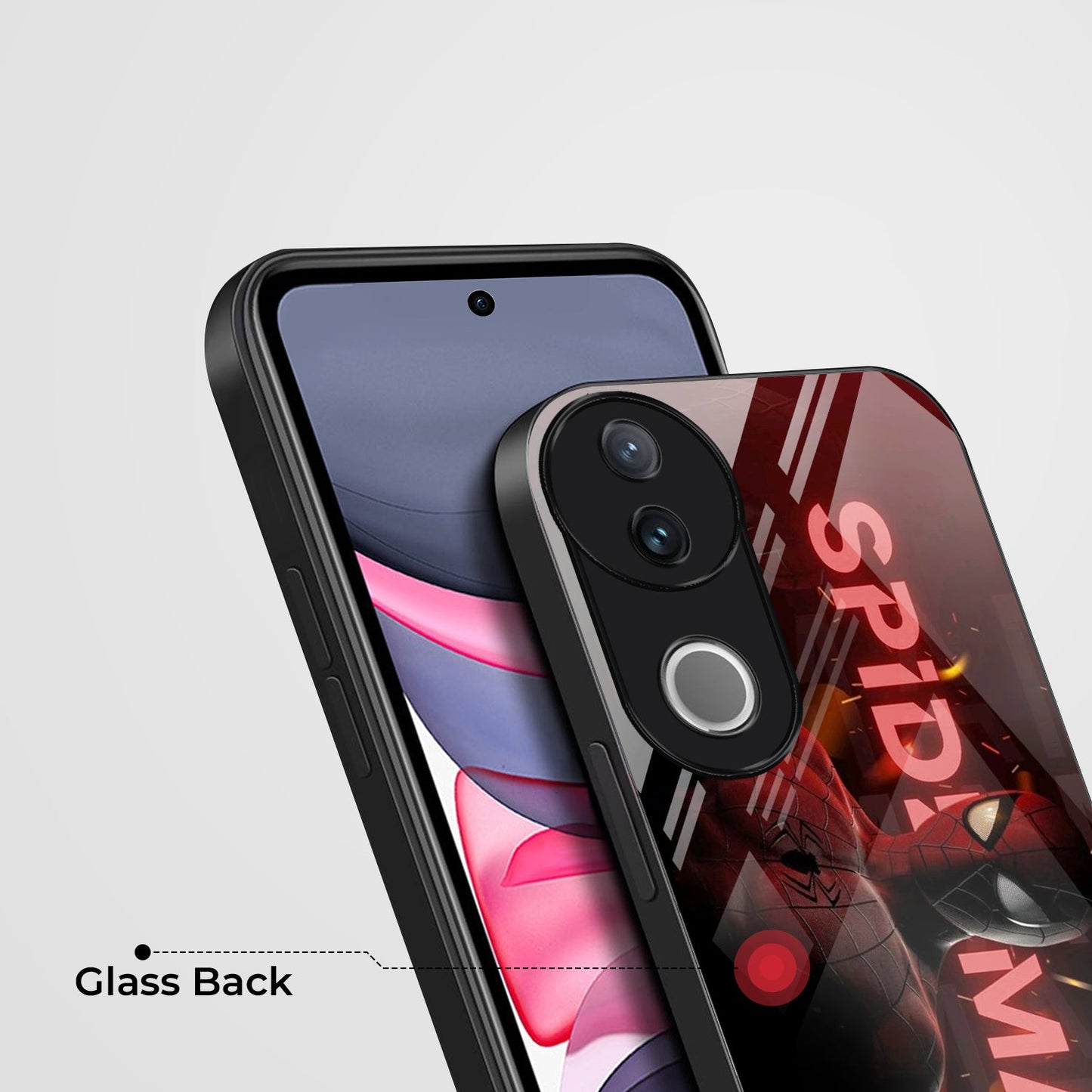 Vivo V50 5G Premium Acrylic Shockproof Glass Back Case (Red-Spiderman)