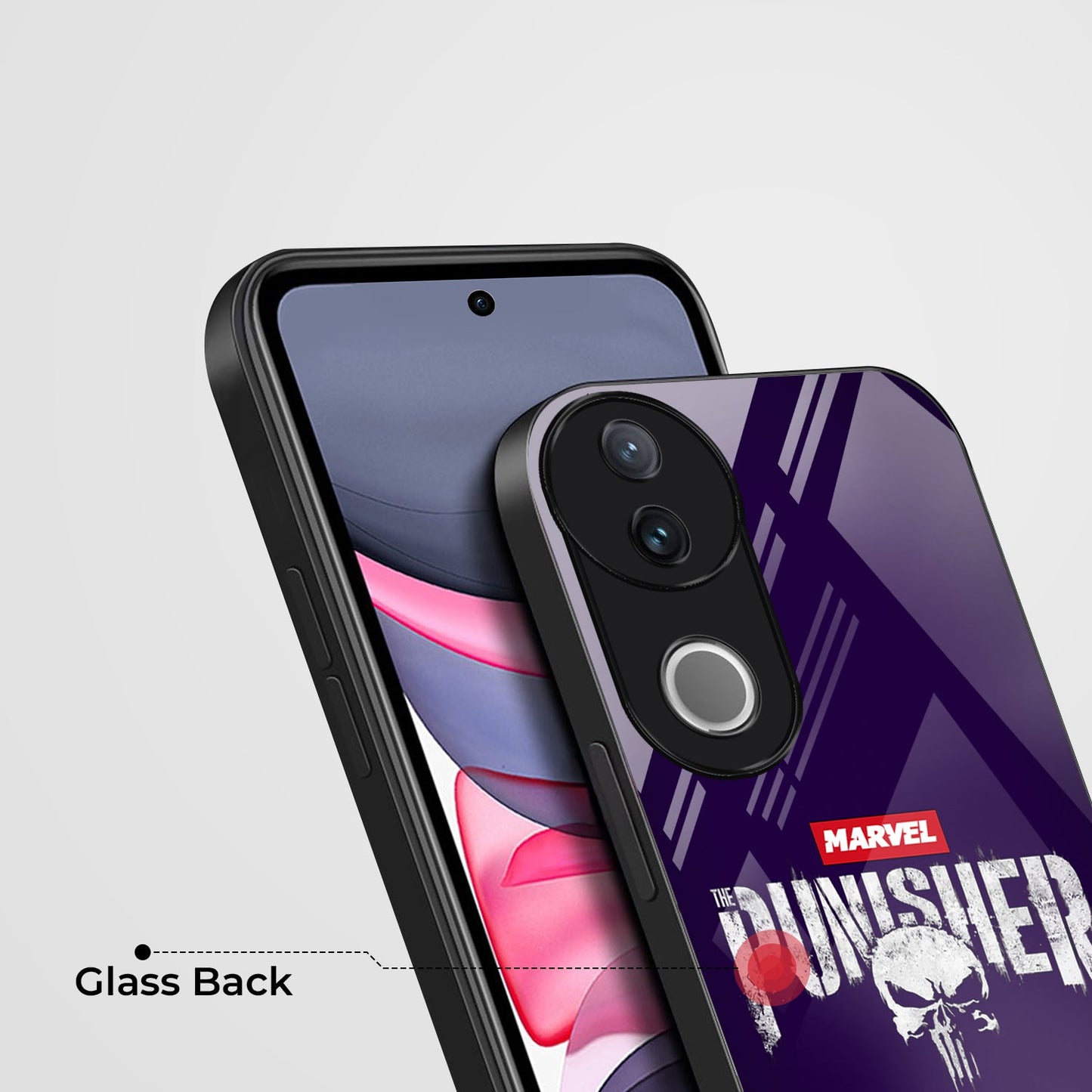 Vivo V50 5G Premium Acrylic Shockproof Glass Back Case (Punisher Case)