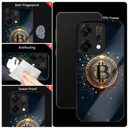 Oppo Reno 14 5G Premium Acrylic Shockproof Glass Back Case (Bitcoin Armor)