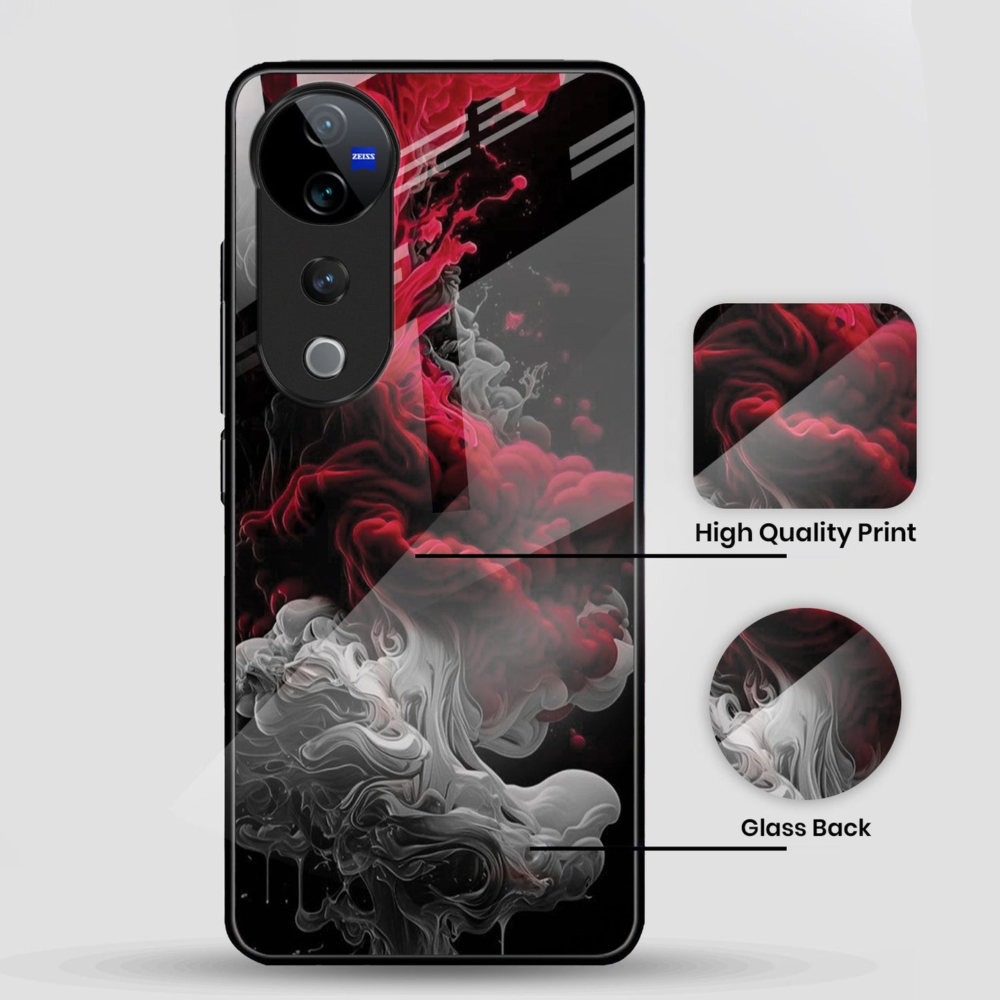 Vivo V40 Pro 5G Premium Acrylic Shockproof Glass Back Case (Infernal Drift)