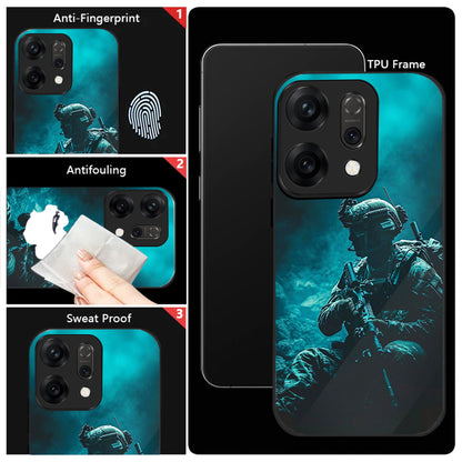 Oppo Reno 14 5G Premium Acrylic Shockproof Glass Back Case (Soldier Case)