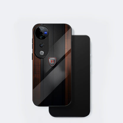 Vivo V40 Pro 5G Premium Acrylic Shockproof Glass Back Case (Carbon Oak)