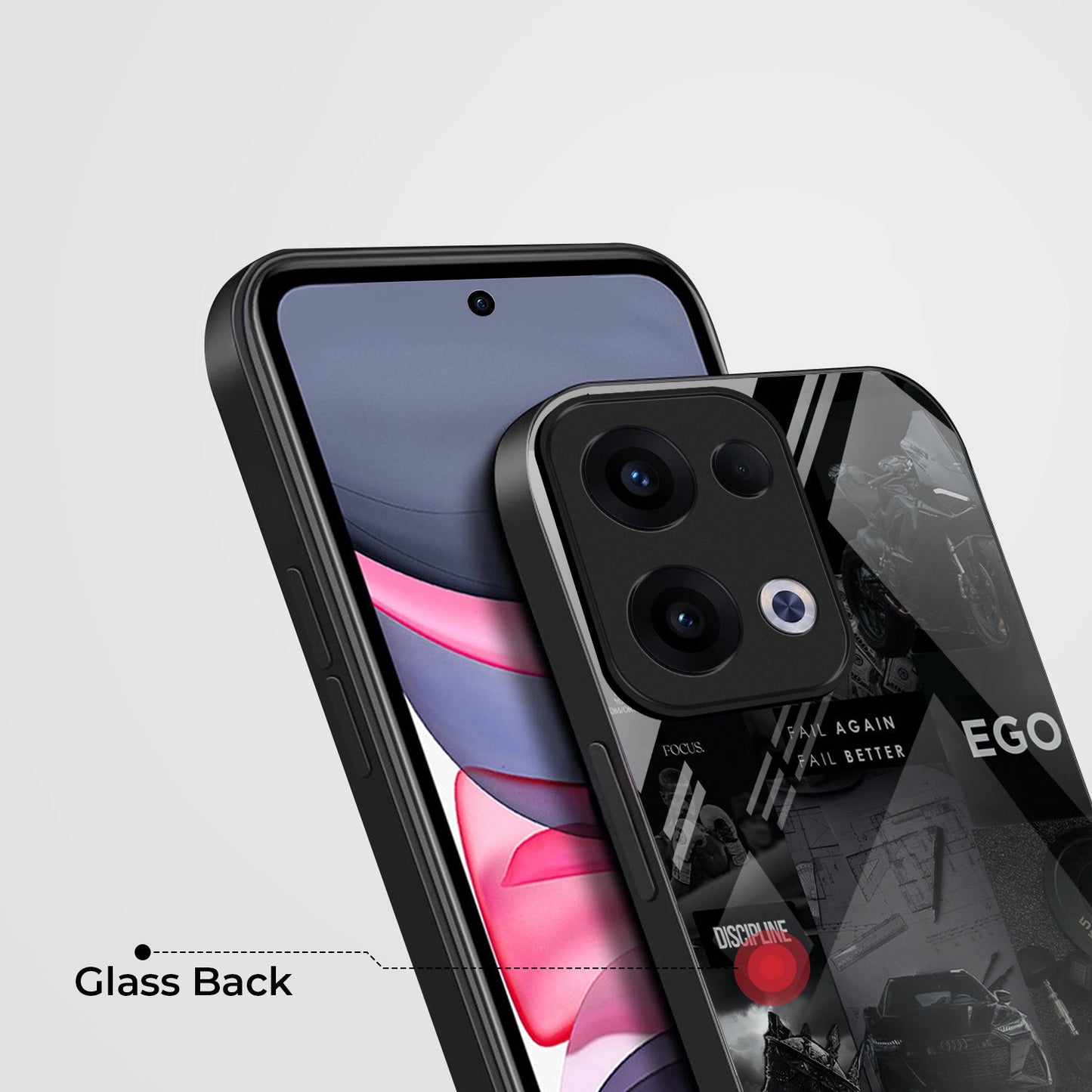 Oppo Reno 13 5G Premium Acrylic Shockproof Glass Back Case (Discipline Drive)