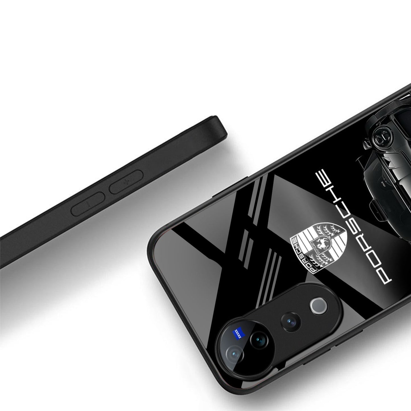 Vivo V40 Pro 5G Premium Acrylic Shockproof Glass Back Case (Black Porsche)