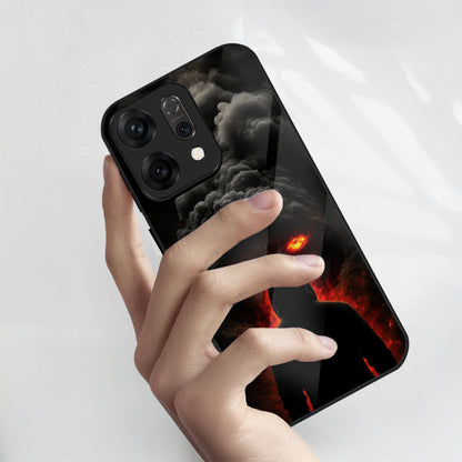 Oppo Reno 14 5G Premium Acrylic Shockproof Glass Back Case (Dark Flame)