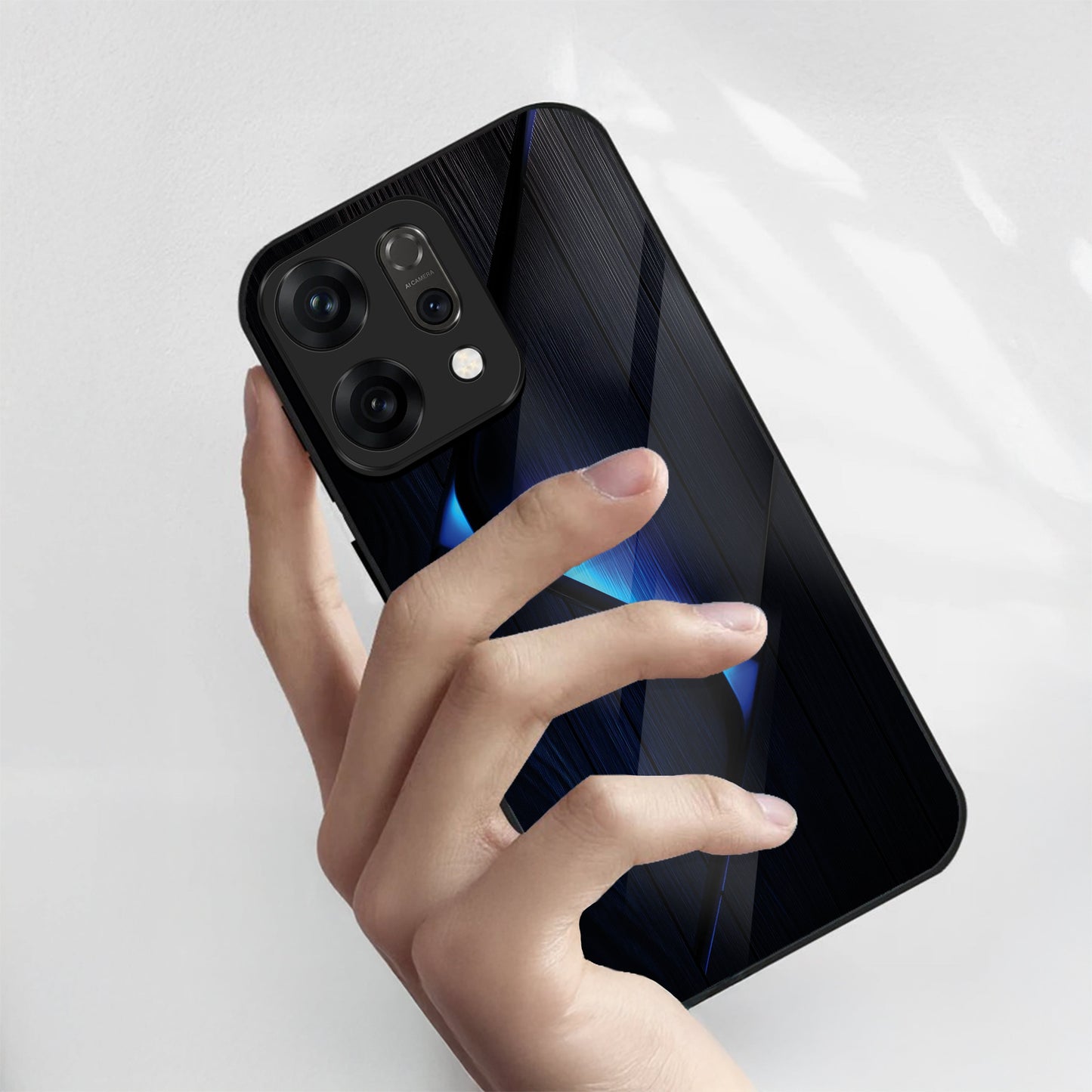Oppo Reno 14 5G Premium Acrylic Shockproof Glass Back Case (Blue Gradient)