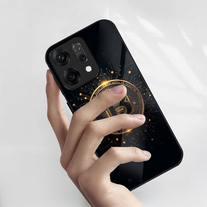 Oppo Reno 14 5G Premium Acrylic Shockproof Glass Back Case (Bitcoin Armor)