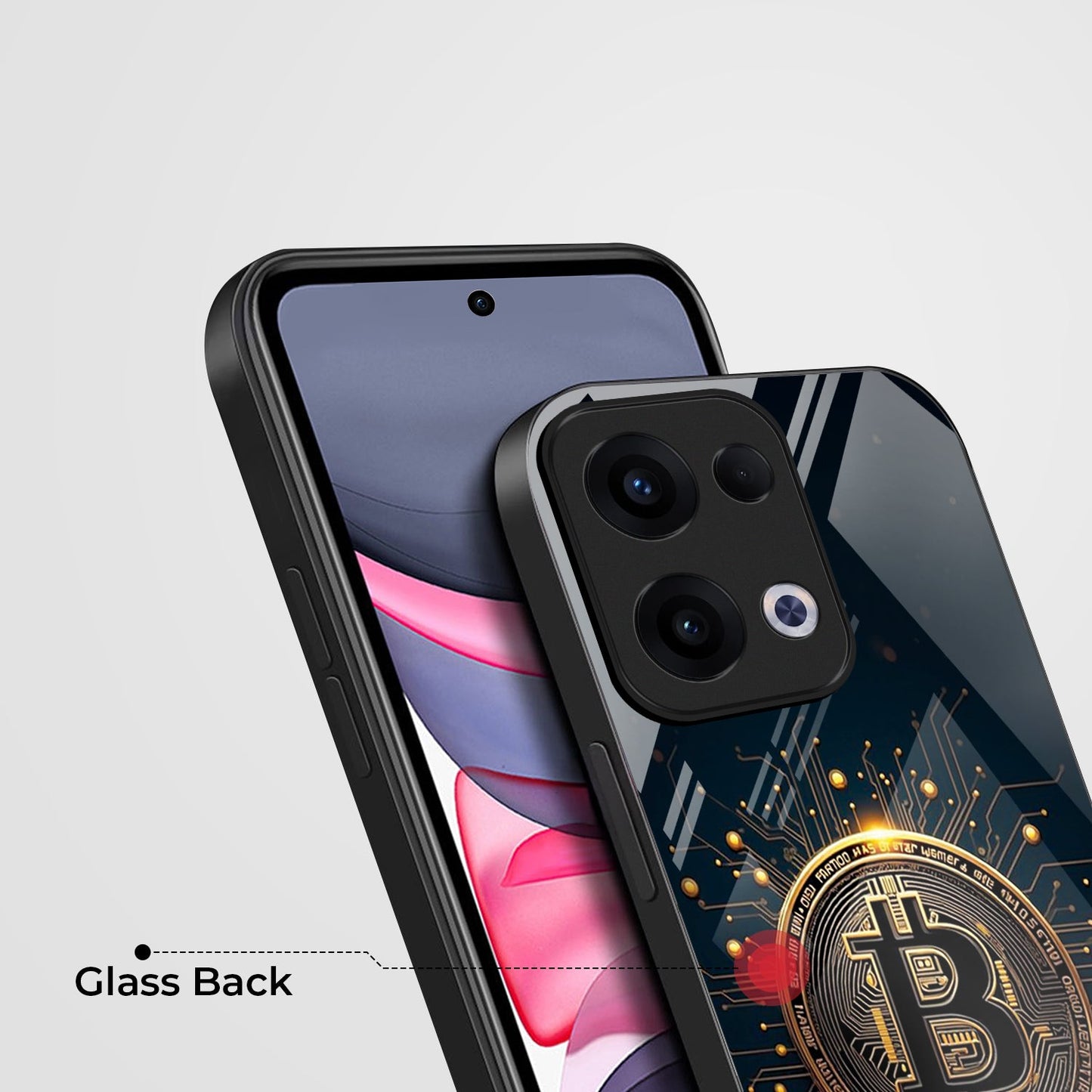 Oppo Reno 13 5G Premium Acrylic Shockproof Glass Back Case (Bitcoin)