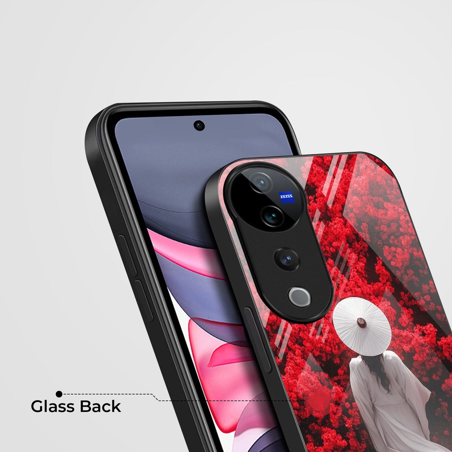 Vivo V40 Pro 5G Premium Acrylic Shockproof Glass Back Case (Red Blossoms)