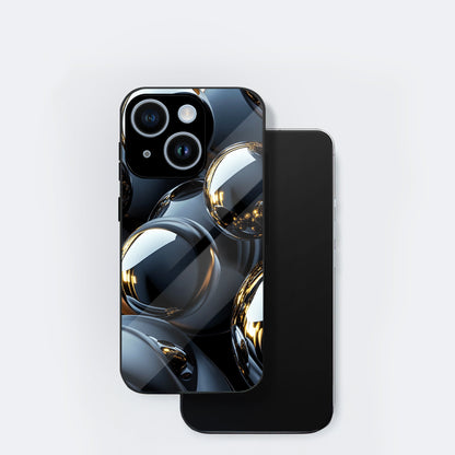 iPhone 14 Premium Acrylic Shockproof Glass Back Case (Mirror Spheres)