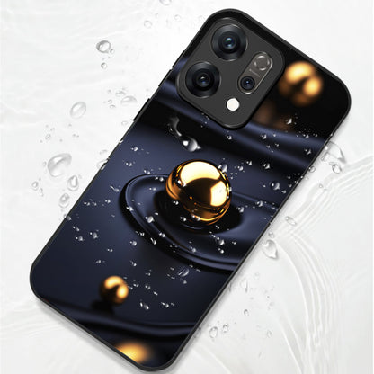 Oppo Reno14 5G Premium Acrylic Shockproof Glass Back Case (Golden Ripple)