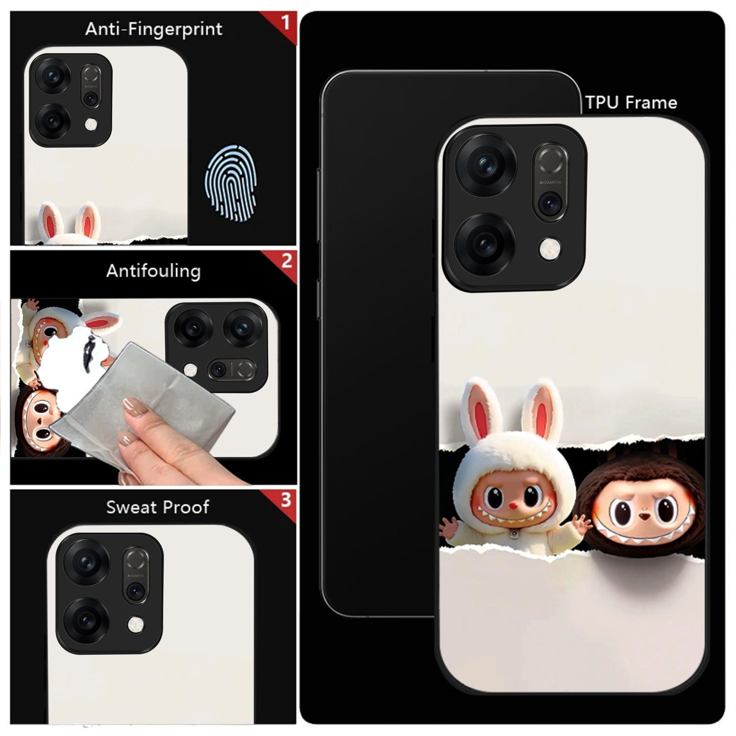 Oppo Reno 14 5G Cute Labubu Character Aesthetic Glass Case