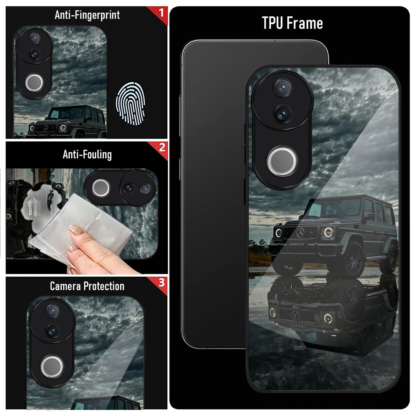 Vivo V50 5G Premium Acrylic Shockproof Glass Back Case (Benz G-Class)