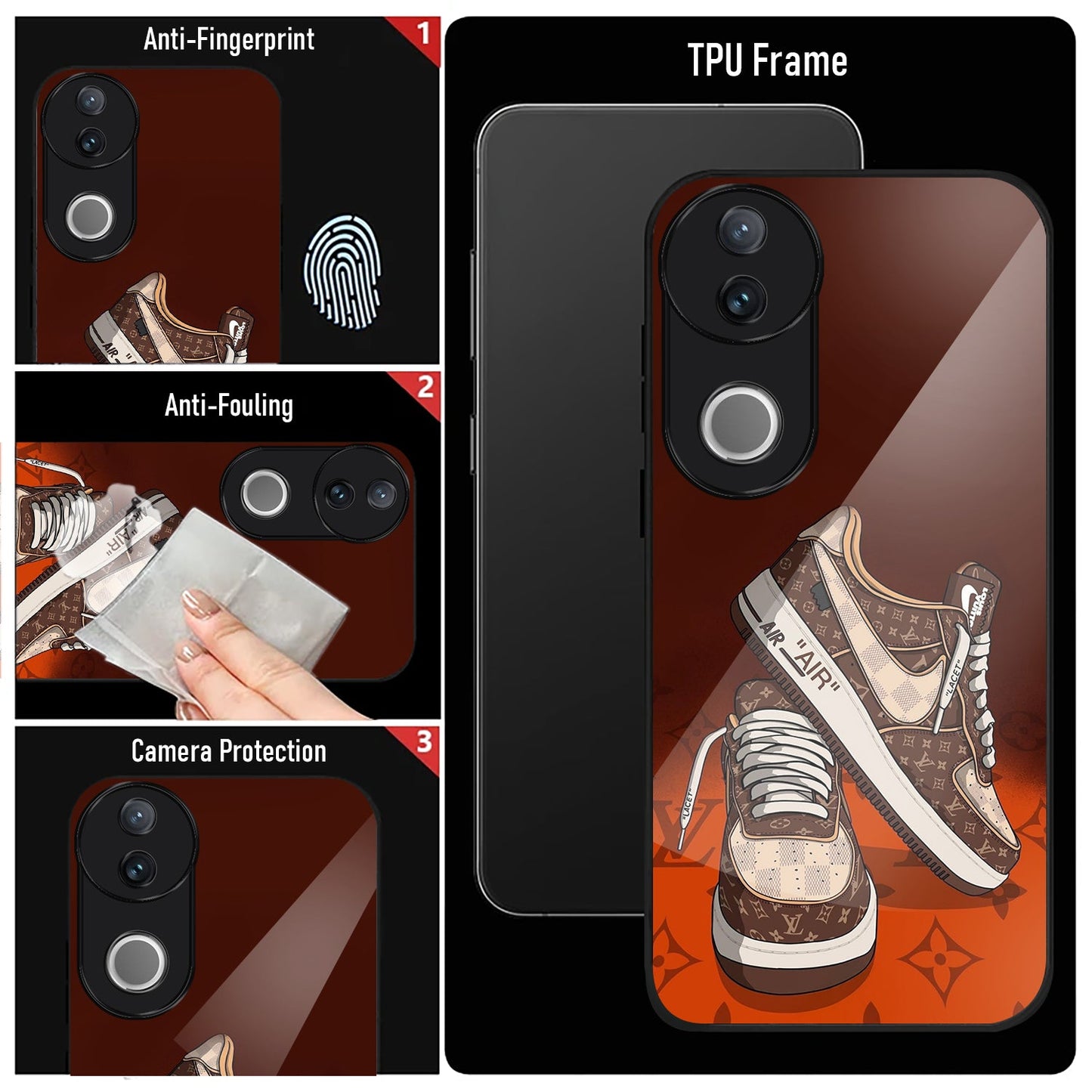Vivo V50 5G Premium Acrylic Shockproof Glass Back Case (Sneaker Case)