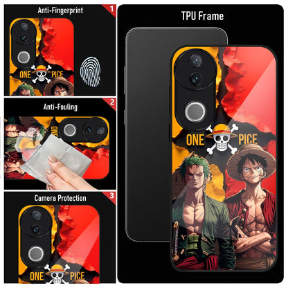 Vivo V50 5G Premium Acrylic Shockproof Glass Back Case (Luffy & Zoro)