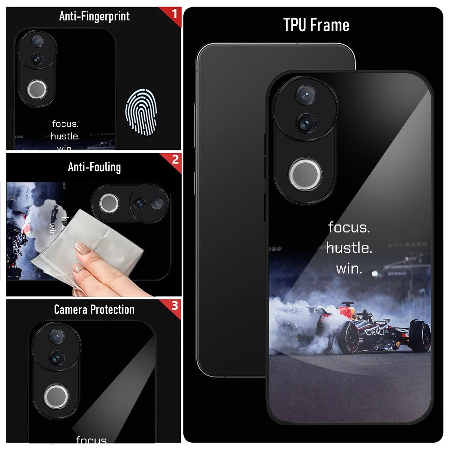 Vivo V50 5G Premium Acrylic Shockproof Glass Back Case (Racing Case)