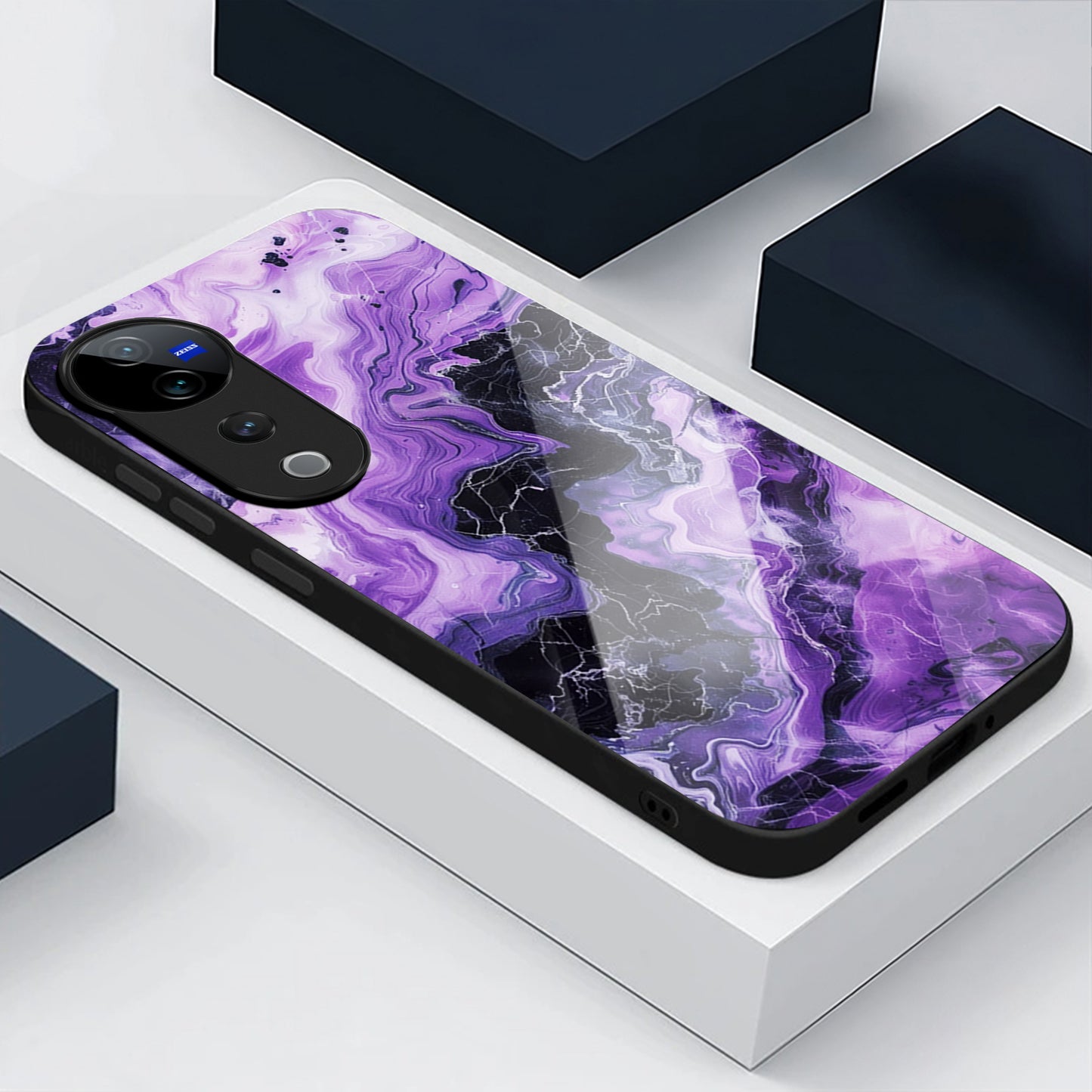 Vivo V40 Pro 5G Premium Acrylic Shockproof Glass Back Case (Purple Chaos)