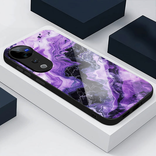 Vivo V40 Pro 5G Premium Acrylic Shockproof Glass Back Case (Purple Chaos)