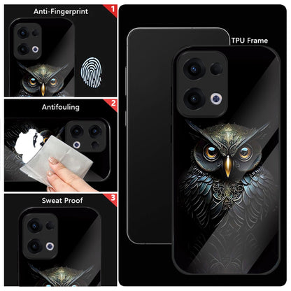 Oppo Reno 13 5G Premium Acrylic Shockproof Glass Back Case (Midnight Owl)