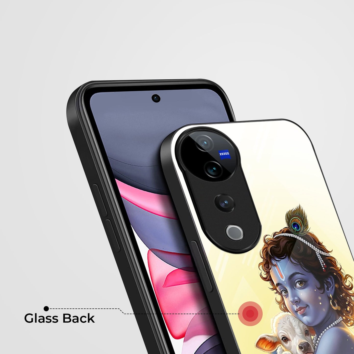 Vivo V40 Pro 5G Premium Acrylic Shockproof Glass Back Case (Cute Krishna)
