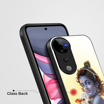Vivo V40 Pro 5G Premium Acrylic Shockproof Glass Back Case (Cute Krishna)