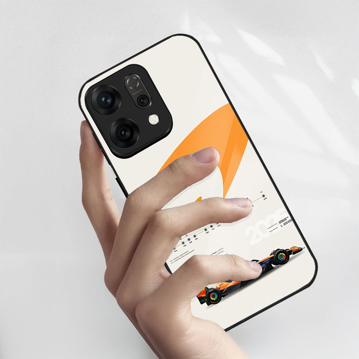 Oppo Reno 14 5G Premium Acrylic Shockproof Glass Back Case (McLaren Case)