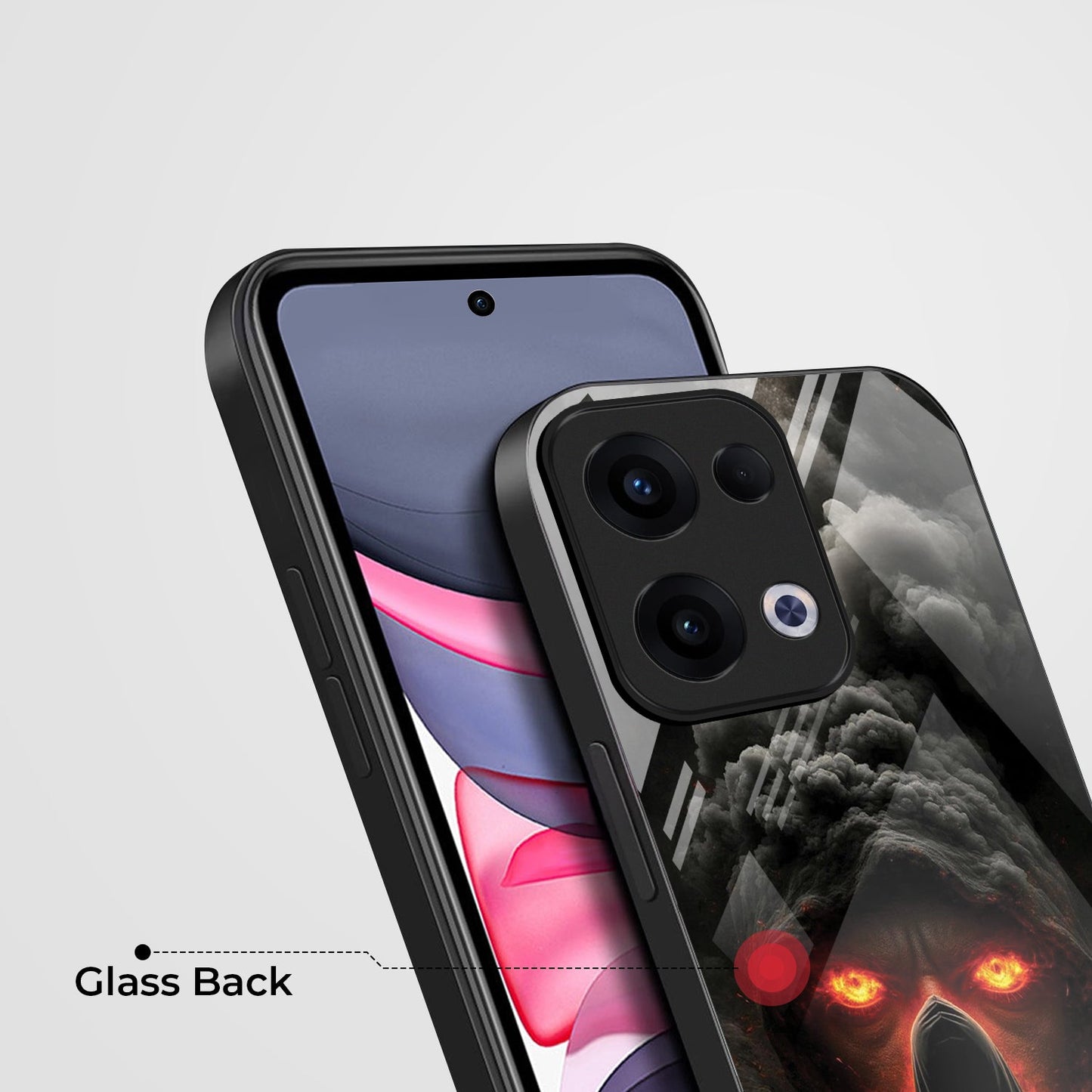 Oppo Reno 13 5G Premium Acrylic Shockproof Glass Back Case (Nightmare)