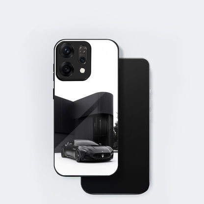 Oppo Reno 14 5G Premium Acrylic Shockproof Glass Back Case (monochrome Maserati)