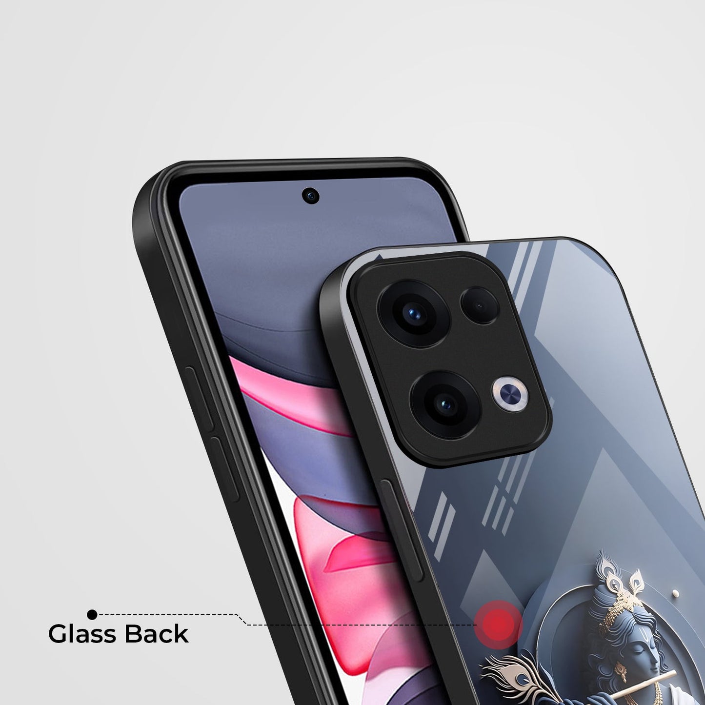 Oppo Reno 13 5G Premium Acrylic Shockproof Glass Back Case (Load Krishna)