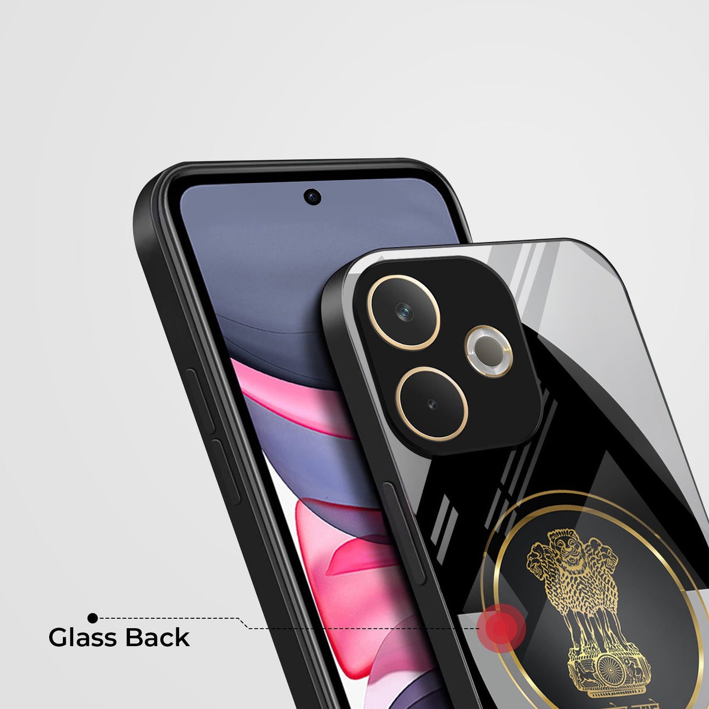 Oppo A5 Pro 5G Premium Acrylic Shockproof Glass Back Case (Satya mev jayate)