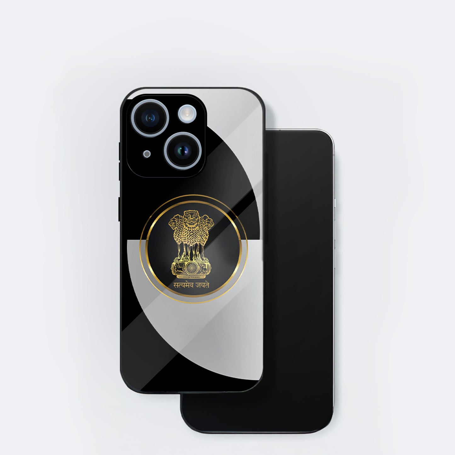 iPhone 14 Premium Acrylic Shockproof Glass Back Case (Satyamev Noir)