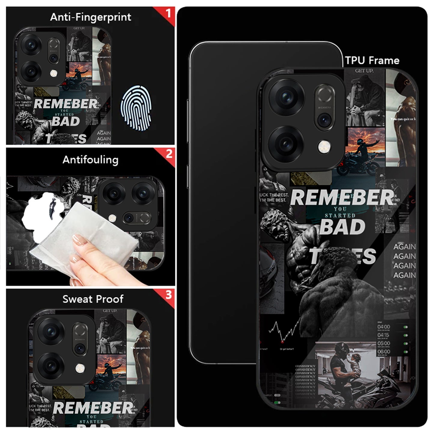 Oppo Reno 14 5G Premium Acrylic Shockproof Glass Back Case (Push Your Limits)