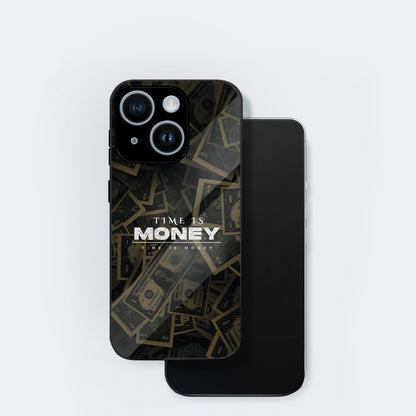 iPhone 14 Premium Acrylic Shockproof Glass Back Case (Time Is Money)