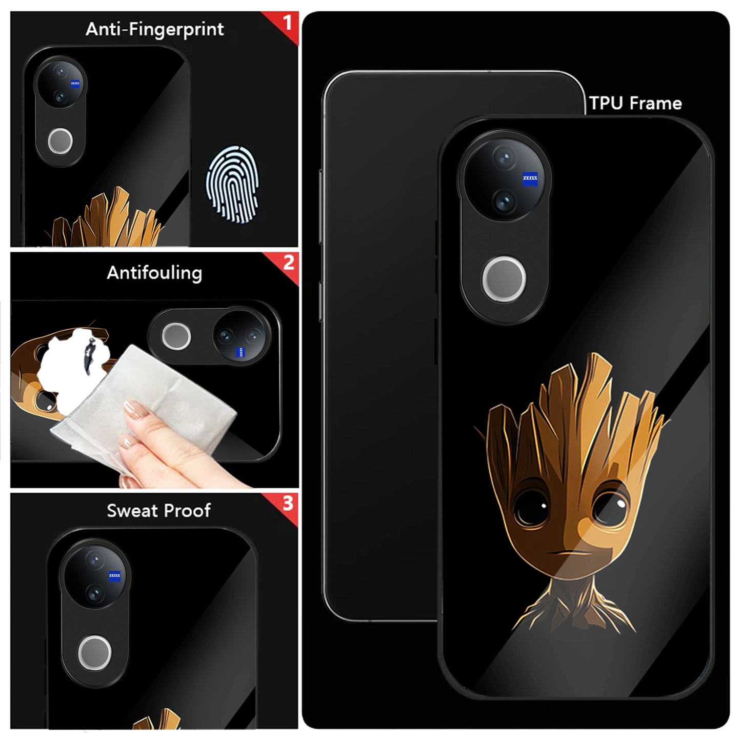 Vivo V50 5G Premium Acrylic Shockproof Glass Back Case (Cosmic Sapling)