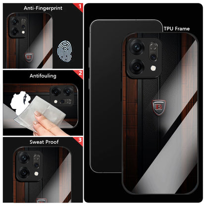 Oppo Reno14 5G Premium Acrylic Shockproof Glass Back Case (Carbon Oak)