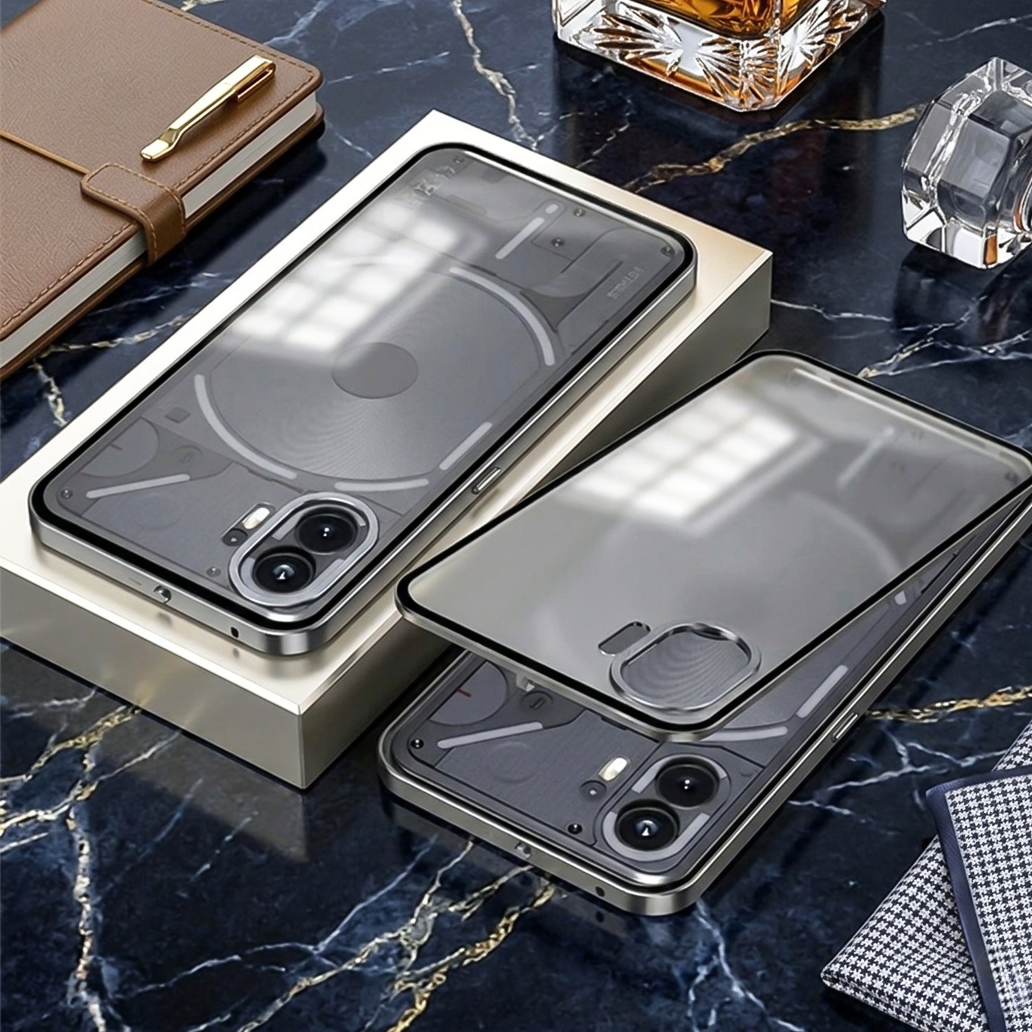 Nothing Phone 2 5G Aluminium Metal Bumper Shield Transparent Back Case